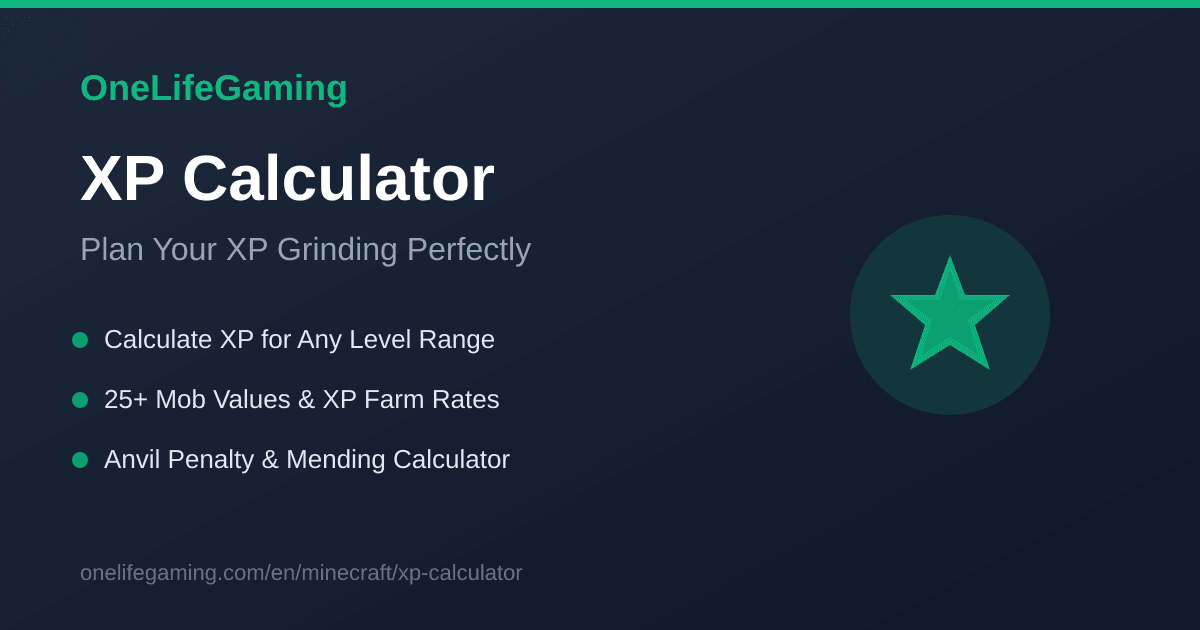 Minecraft XP Calculator - Level & Enchanting | OneLifeGaming